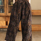 Women Autumn Vintage Flower Strap Corduroy Harem Pants