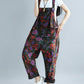 Women Summer Artsy Flower Pocket Loose Jumpsuits