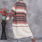 Women Autumn Colorful Stripe Knitted Cardigan Coat