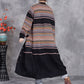 Women Autumn Colorful Stripe Knitted Cardigan Coat