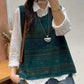 Women Autumn Artsy Colorblock Knit O-Neck Vest