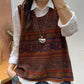 Women Autumn Artsy Colorblock Knit O-Neck Vest