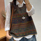 Women Autumn Artsy Colorblock Knit O-Neck Vest