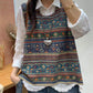 Women Autumn Artsy Colorblock Knit O-Neck Vest