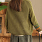 Women Vintage Artsy Print Knit V-Neck Cardigan Sweater