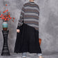 Women Autumn Stripe Colorblock Knitted Cardigan Coat