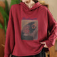 Women Casual Autumn Print Hooded Sweatshirt