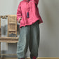 Women Autumn Ethnic Solid Slant Closure Linen Short Coat