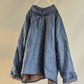 Women Autumn Ethnic Solid Slant Closure Linen Short Coat