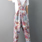 Women Autumn Flower Denim Loose Jumpsuits