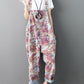 Women Autumn Flower Denim Loose Jumpsuits