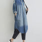 Women Autumn Casual Colorblock Pocket Denim Coat