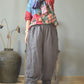 Women Autumn Rero Solid Linen Padded Harem Pants