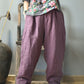 Women Autumn Rero Solid Linen Padded Harem Pants