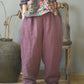 Women Autumn Rero Solid Linen Padded Harem Pants