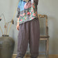 Women Autumn Rero Solid Linen Padded Harem Pants