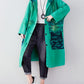 Women Autumn Artsy Colorblock Cotton Hooded Coat