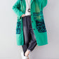 Women Autumn Artsy Colorblock Cotton Hooded Coat