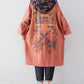 Women Autumn Artsy Colorblock Cotton Hooded Coat