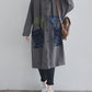 Women Autumn Artsy Colorblock Cotton Hooded Coat