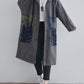 Women Autumn Artsy Colorblock Cotton Hooded Coat