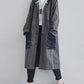 Women Autumn Artsy Colorblock Cotton Hooded Coat