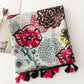 Women Flower Print Tassel Shawl Scarf