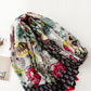 Women Flower Print Tassel Shawl Scarf