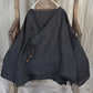 Women Vintage Autumn V-Neck Strap Loose Linen Blouse