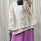 Women Vintage Autumn V-Neck Strap Loose Linen Blouse