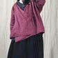 Women Vintage Autumn V-Neck Strap Loose Linen Blouse