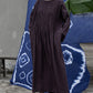 Women Autumn Vintage Shirred Cotton O-Neck Dress