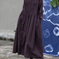 Women Autumn Vintage Shirred Cotton O-Neck Dress