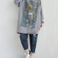 Women Artsy Autumn Sunflower Spliced Hooded Cotton Dress