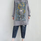 Women Artsy Autumn Sunflower Spliced Hooded Cotton Dress