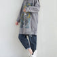 Women Artsy Autumn Sunflower Spliced Hooded Cotton Dress