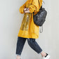 Women Artsy Autumn Sunflower Spliced Hooded Cotton Dress