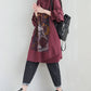 Women Artsy Autumn Sunflower Spliced Hooded Cotton Dress