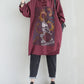 Women Artsy Autumn Sunflower Spliced Hooded Cotton Dress