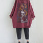 Women Artsy Autumn Sunflower Spliced Hooded Cotton Dress