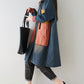 Women Autumn Artsy Colorblock Denim Hooded Coat