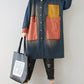 Women Autumn Artsy Colorblock Denim Hooded Coat