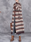 Women Autumn Lazy Stripe Knitted Cardigan Coat