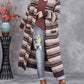 Women Autumn Lazy Stripe Knitted Cardigan Coat