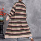 Women Autumn Lazy Stripe Knitted Cardigan Coat