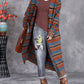 Women Autumn Lazy Stripe Knitted Cardigan Coat