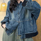 Women Autumn Casual Colorblock Denim Coat