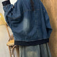 Women Autumn Casual Colorblock Denim Coat