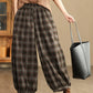 Women Autumn Casual Plaid Warm Harem Pants