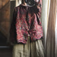 Women Vintage Autumn Flower Button-up Linen Shirt